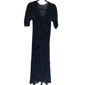 Edith Black Velvet Burnout Maxi Dress Size L Whimsigoth Romantic Revival Retro
